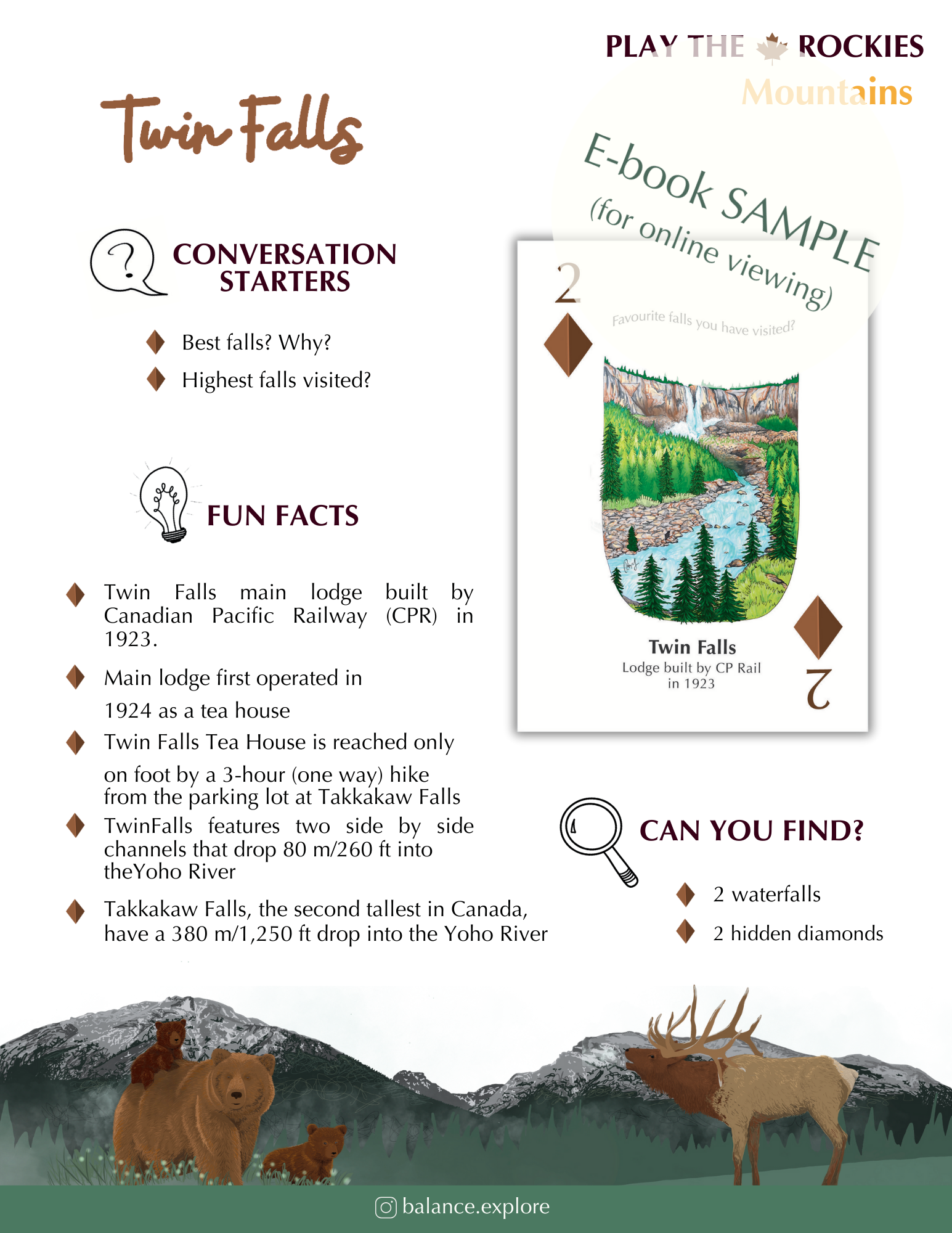 E-book of all: 54 Information Sheets • Mountains • Wildlife • Activities • Wildflowers