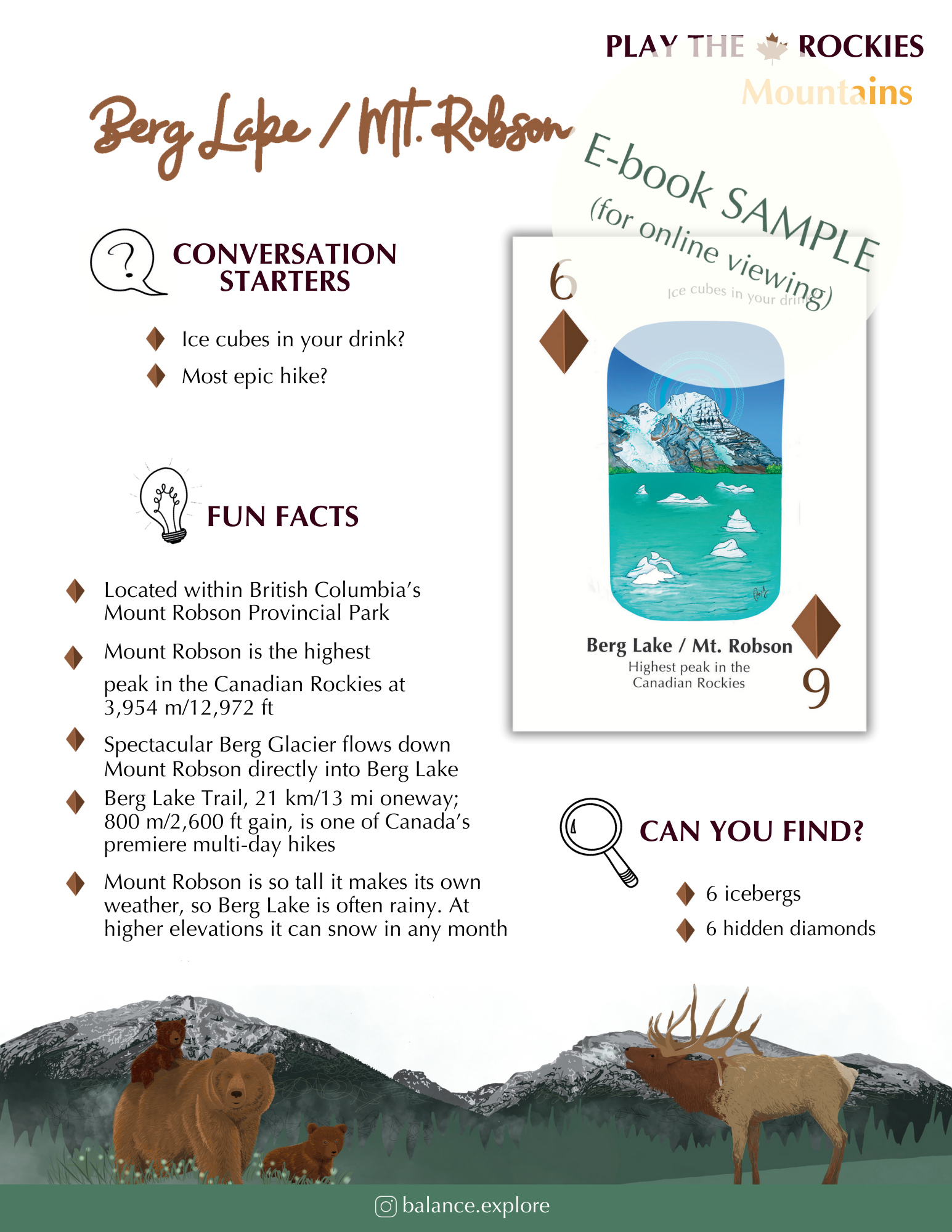 E-book of all: 54 Information Sheets • Mountains • Wildlife • Activities • Wildflowers