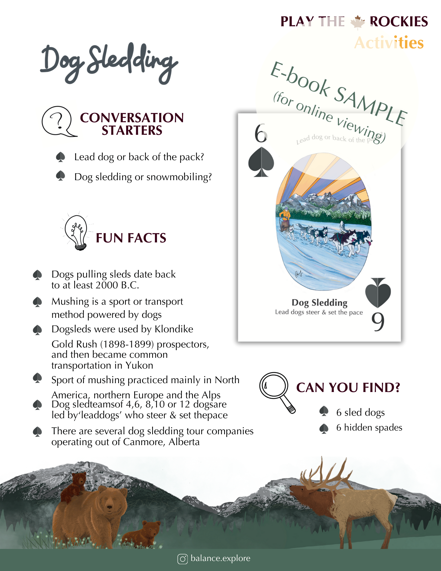 E-book of all: 54 Information Sheets • Mountains • Wildlife • Activities • Wildflowers