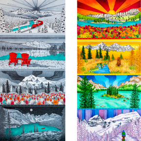 Your Choice: Set of 2 Buffs - Lake Louise Morning Fire, Love Powder, Bow Valley Aurora, Autumn Peaks, Lake Louise Golden Hour, Morant's Curve, Canmore Three Sisters, Rainbow Rockies, Rainbow Rockies Jr. ⌲ LIMITED EDITION