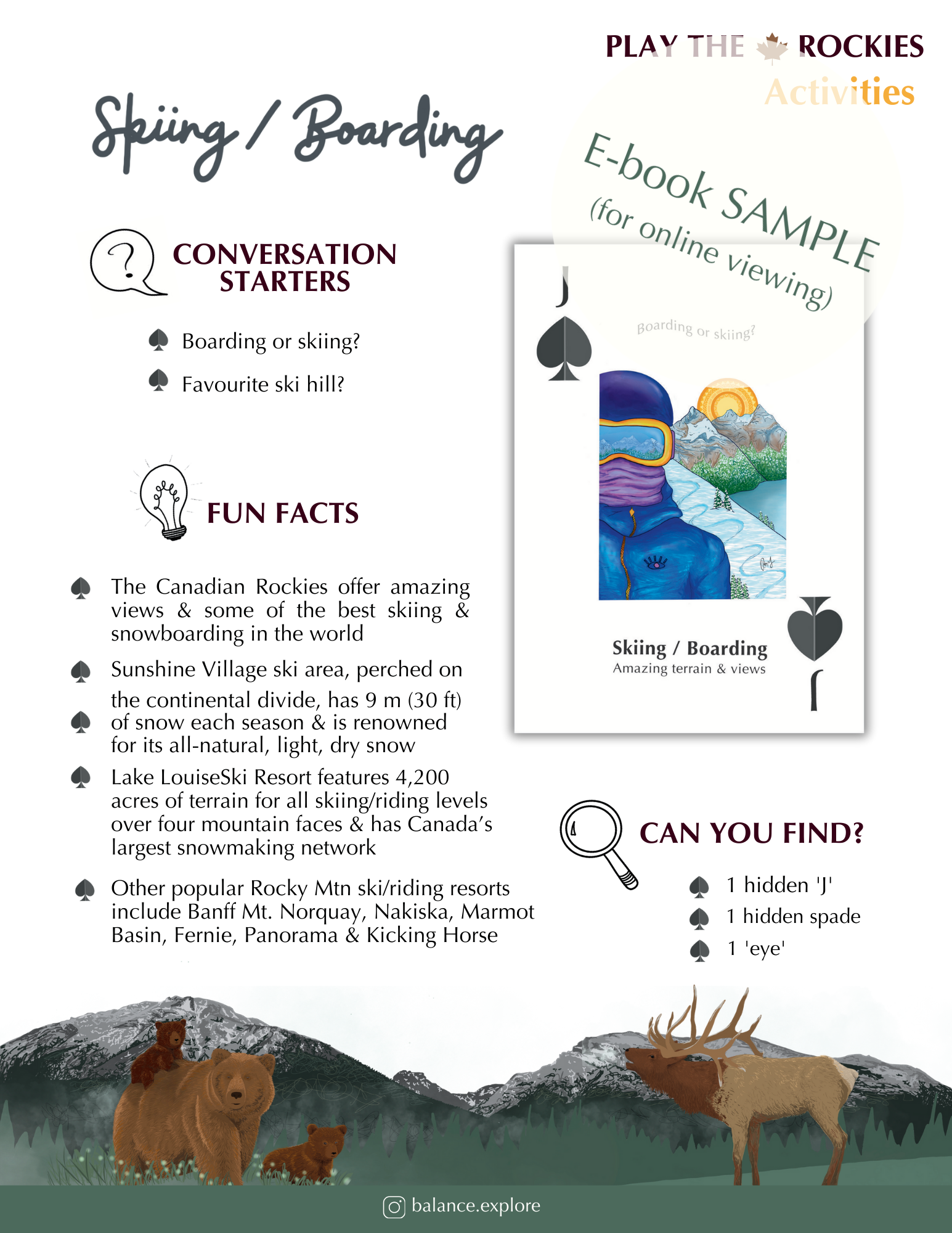 E-book of all: 54 Information Sheets • Mountains • Wildlife • Activities • Wildflowers