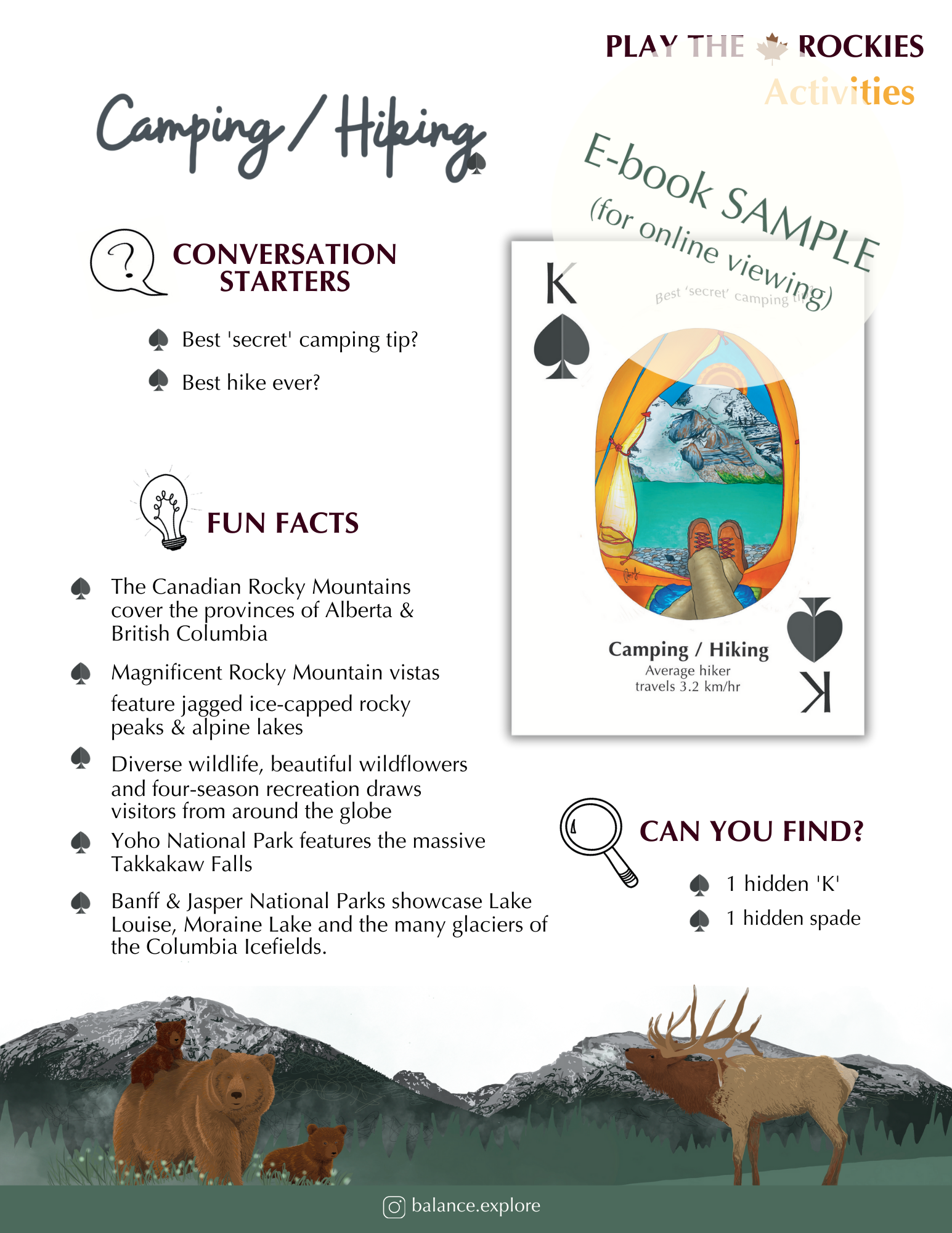 E-book of all: 54 Information Sheets • Mountains • Wildlife • Activities • Wildflowers