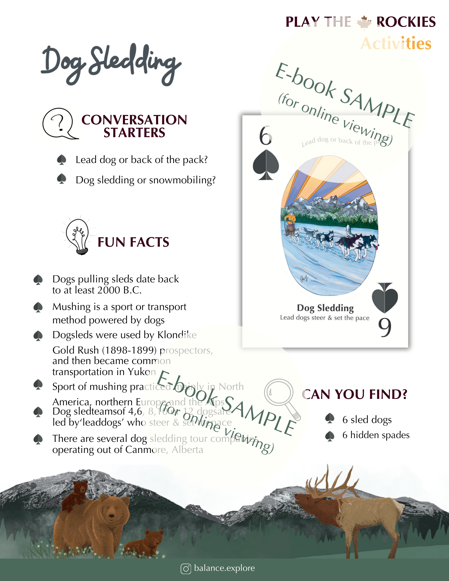 E-book of all: 54 Information Sheets • Mountains • Wildlife • Activities • Wildflowers
