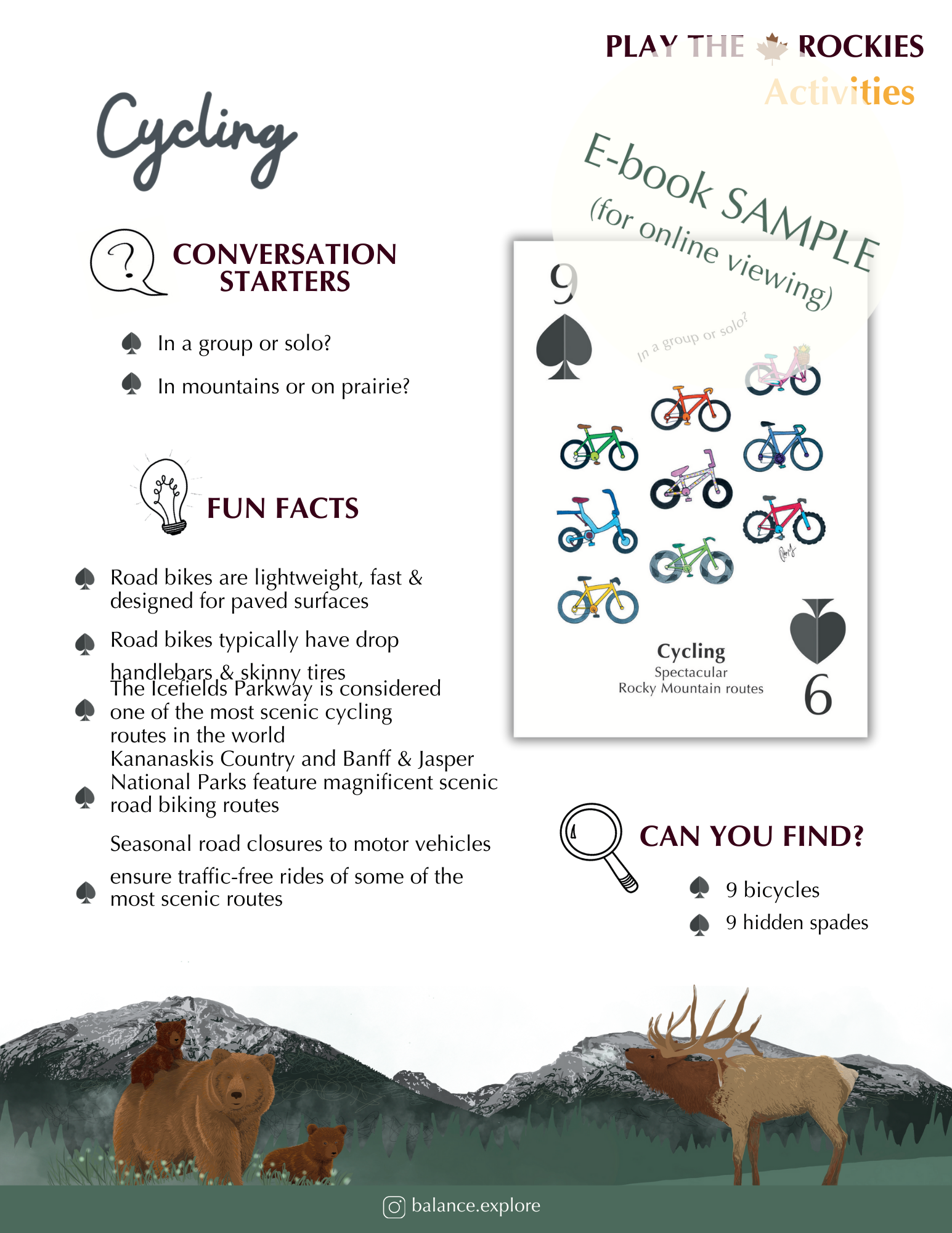 E-book of all: 54 Information Sheets • Mountains • Wildlife • Activities • Wildflowers