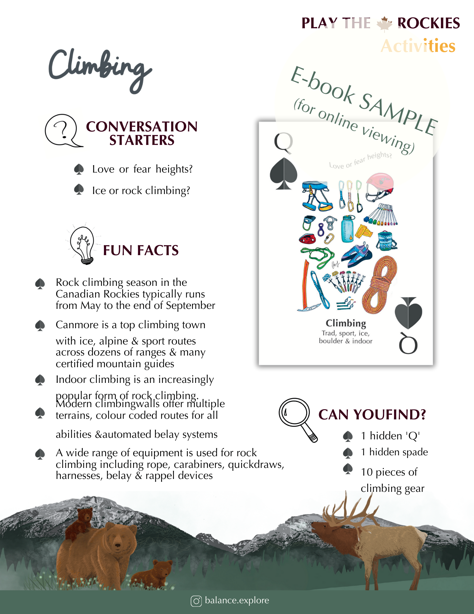 E-book of all: 54 Information Sheets • Mountains • Wildlife • Activities • Wildflowers
