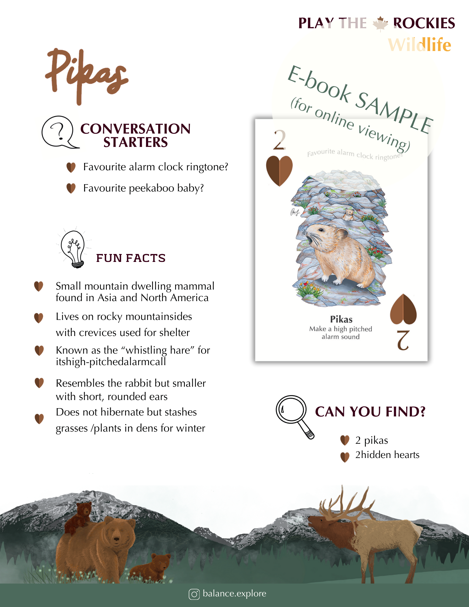 E-book of all: 54 Information Sheets • Mountains • Wildlife • Activities • Wildflowers