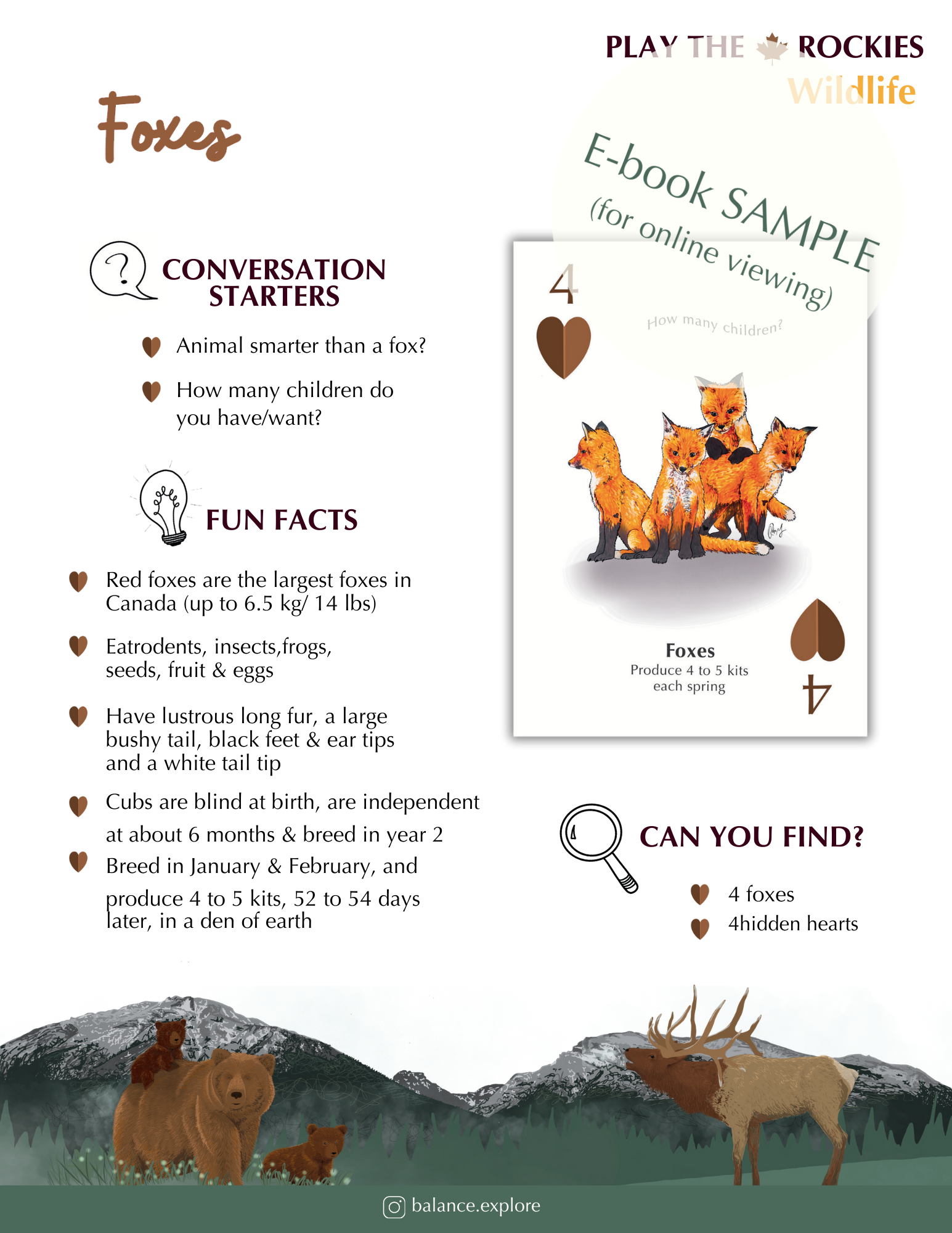 E-book of all: 54 Information Sheets • Mountains • Wildlife • Activities • Wildflowers