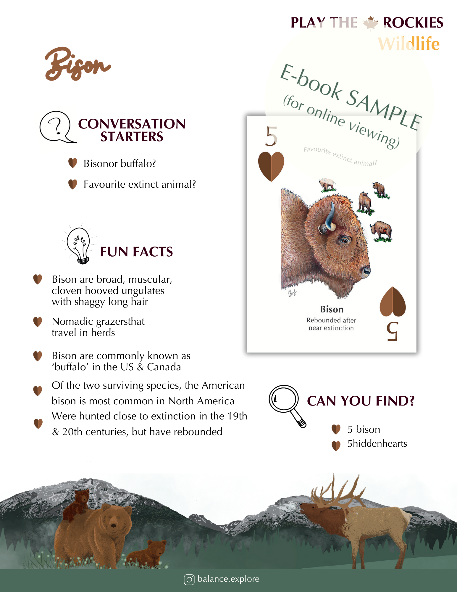 E-book of all: 54 Information Sheets • Mountains • Wildlife • Activities • Wildflowers