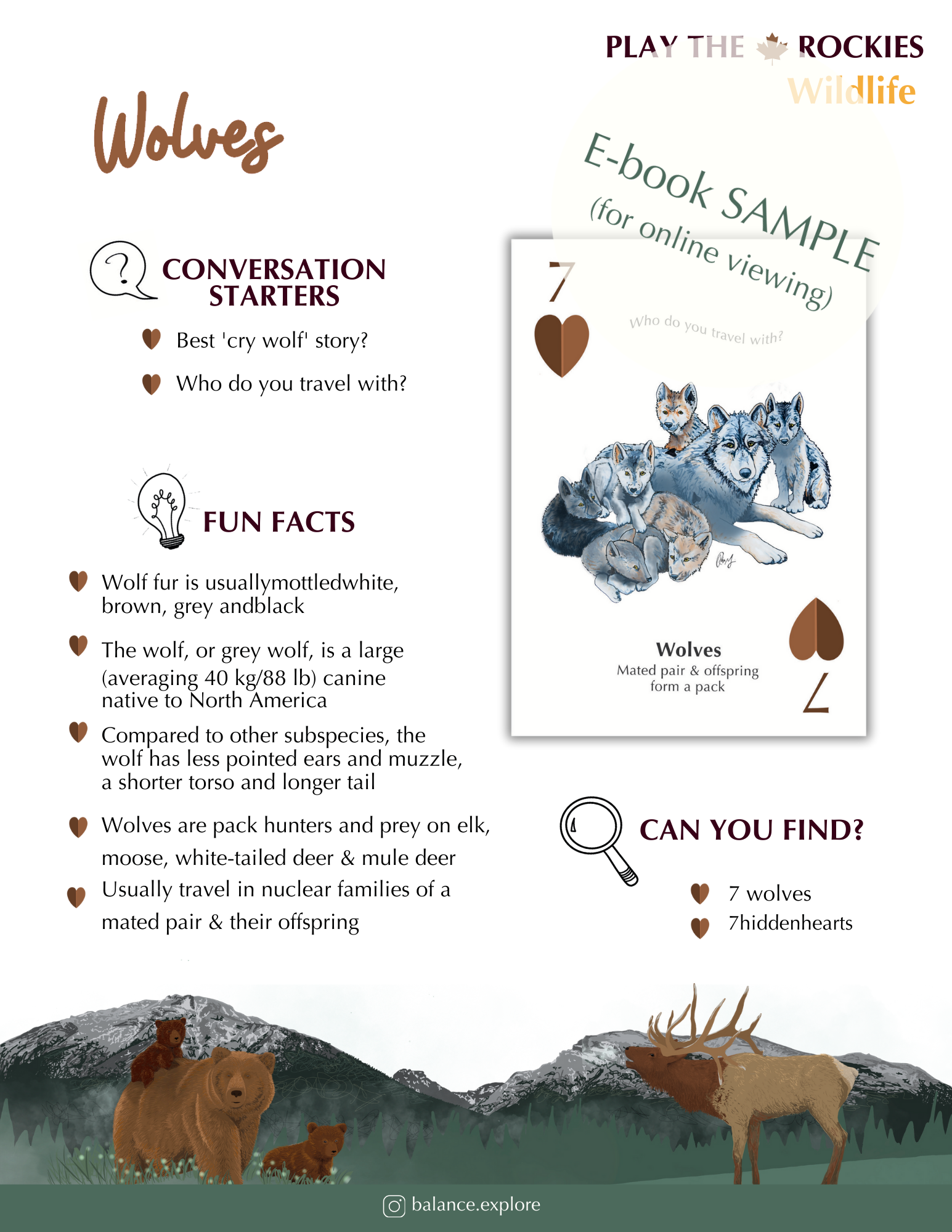 E-book of all: 54 Information Sheets • Mountains • Wildlife • Activities • Wildflowers