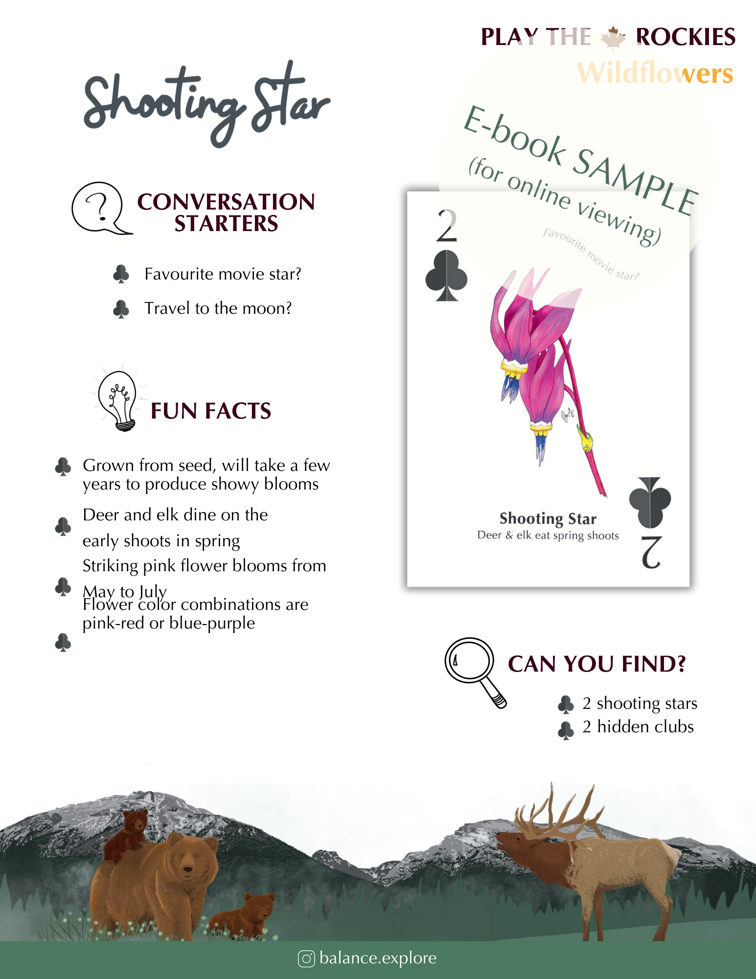 E-book of all: 54 Information Sheets • Mountains • Wildlife • Activities • Wildflowers