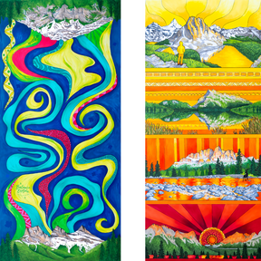 Your Choice: Set of 2 Buffs - Lake Louise Morning Fire, Love Powder, Bow Valley Aurora, Autumn Peaks, Lake Louise Golden Hour, Morant's Curve, Canmore Three Sisters, Rainbow Rockies, Rainbow Rockies Jr. ⌲ LIMITED EDITION