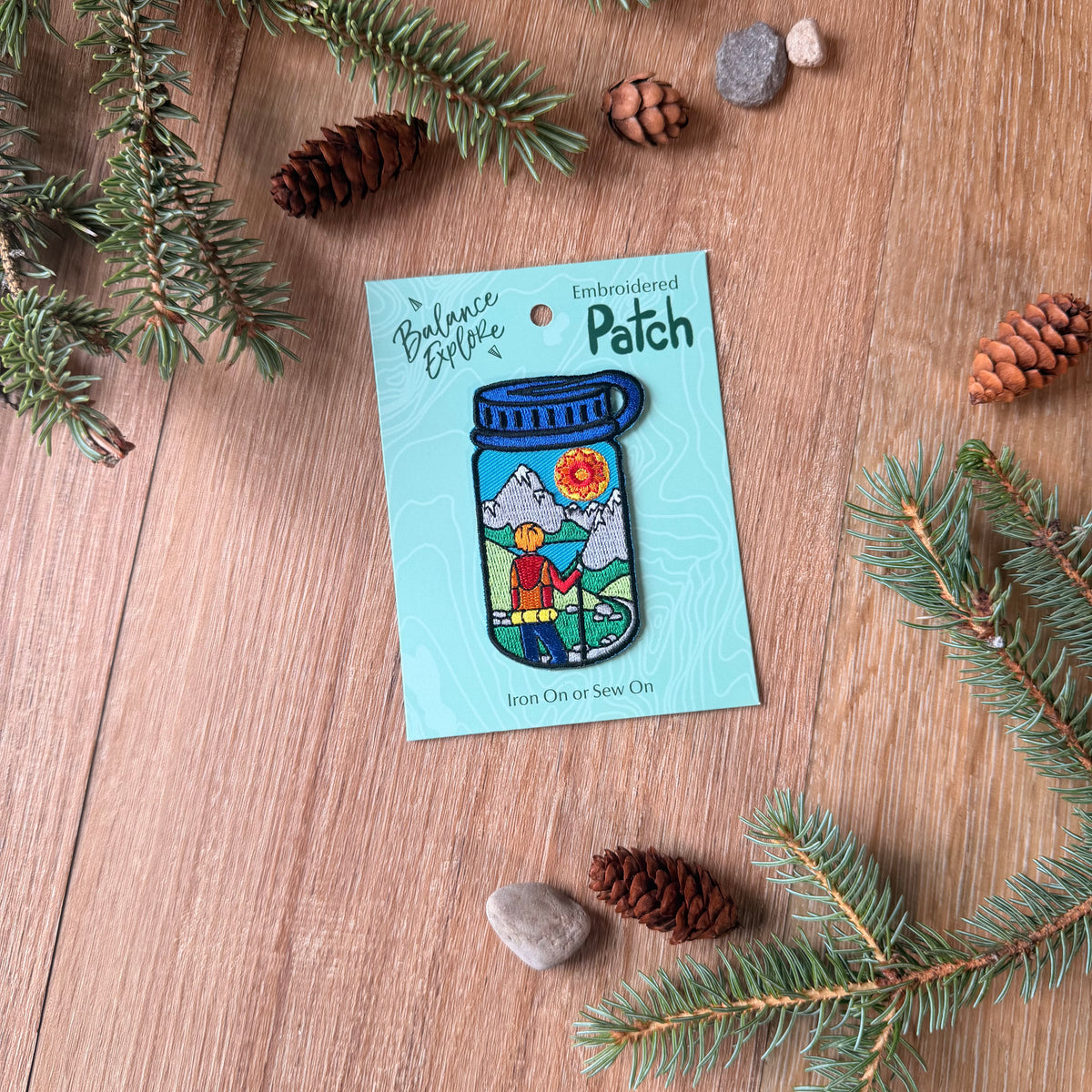 Hiking Water Bottle Embroidered Patch