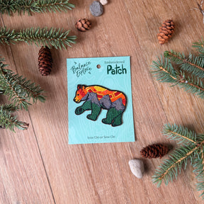 Three Sisters Bear Embroidered Patch: Orange Sky