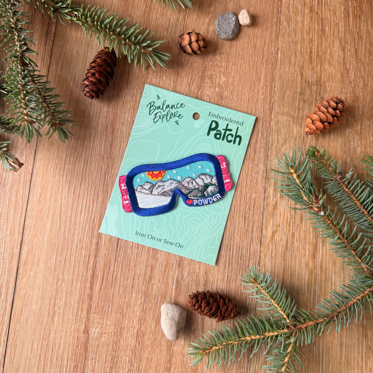 Goggles Embroidered Patch: Love Powder
