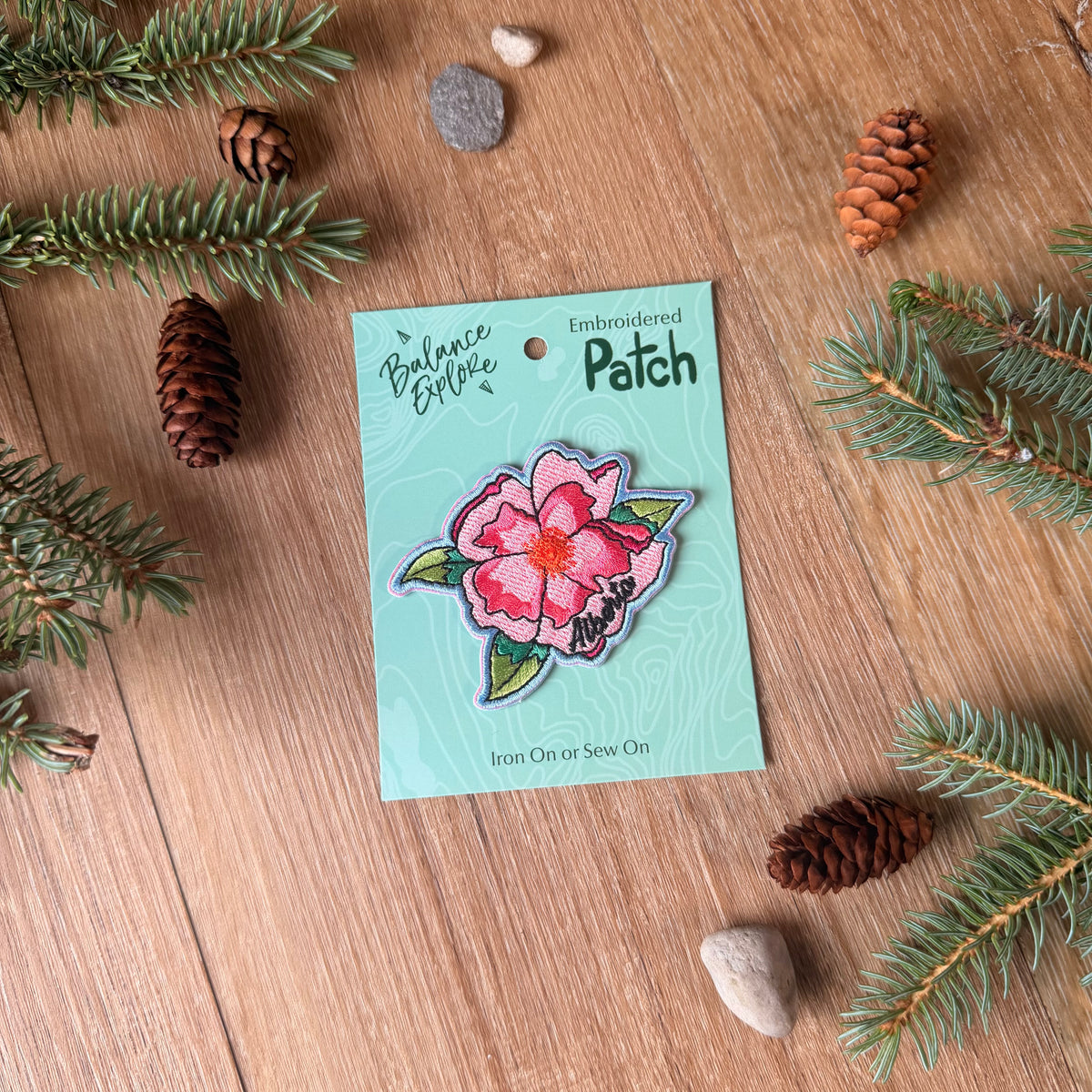 Alberta Wild Rose Embroidered Patch