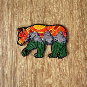 Three Sisters Bear Embroidered Patch: Orange Sky