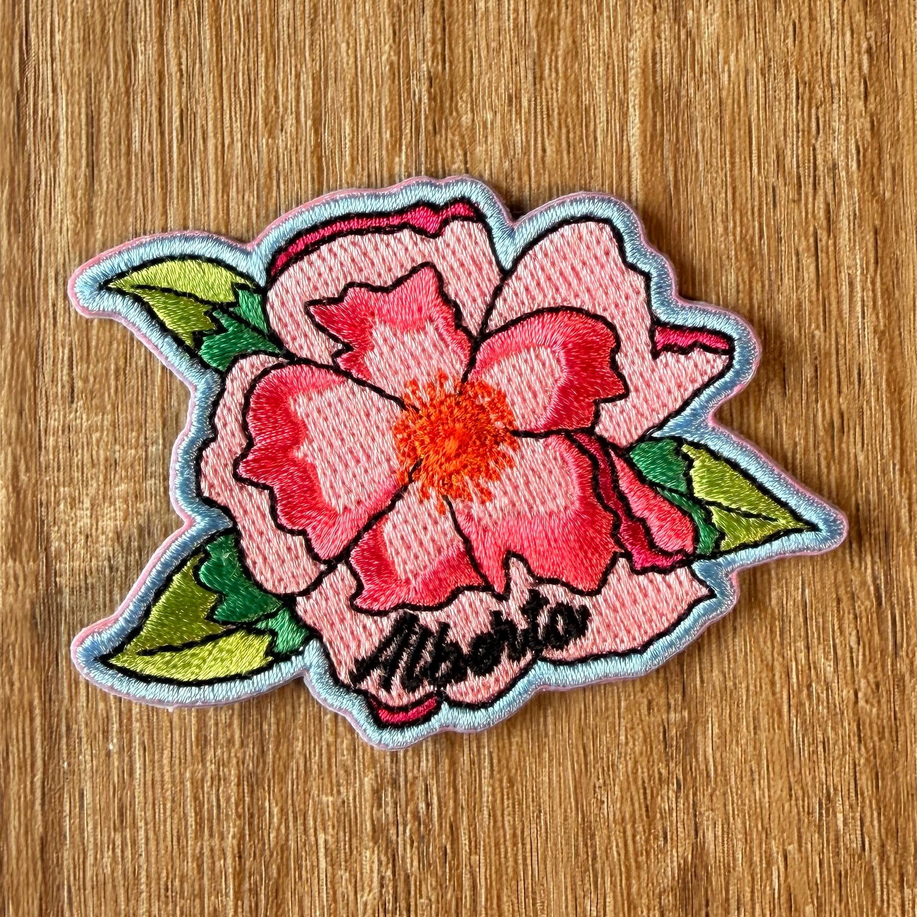 Alberta Wild Rose Embroidered Patch