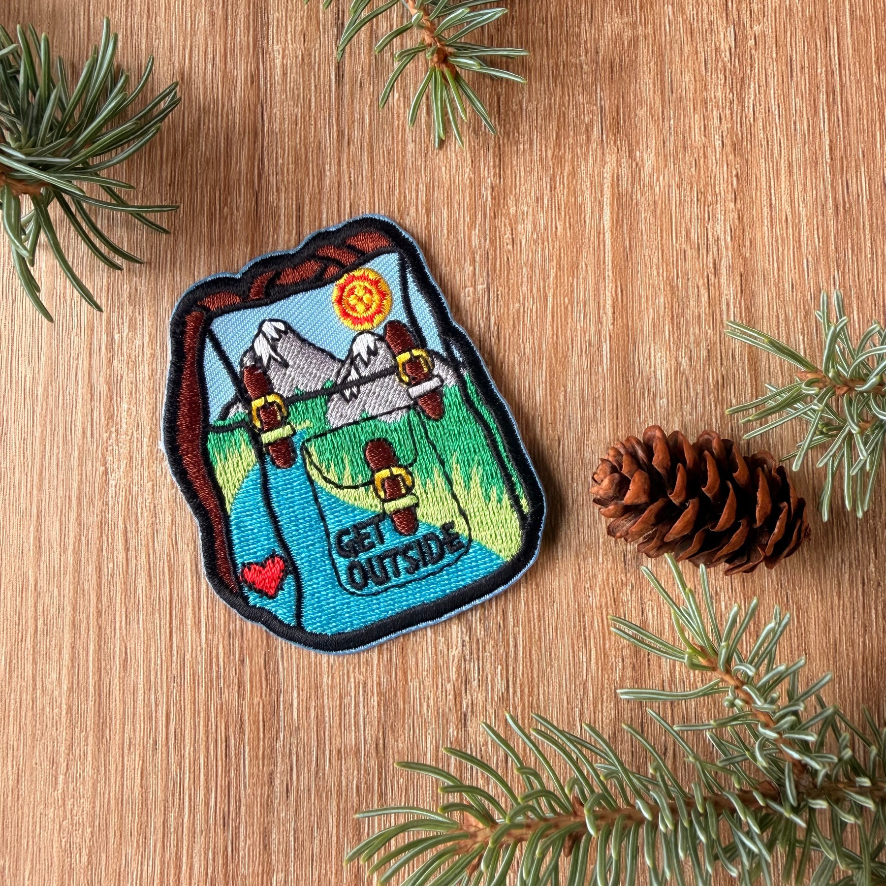 Backpack Patch: Get Outside Embroidered Patch