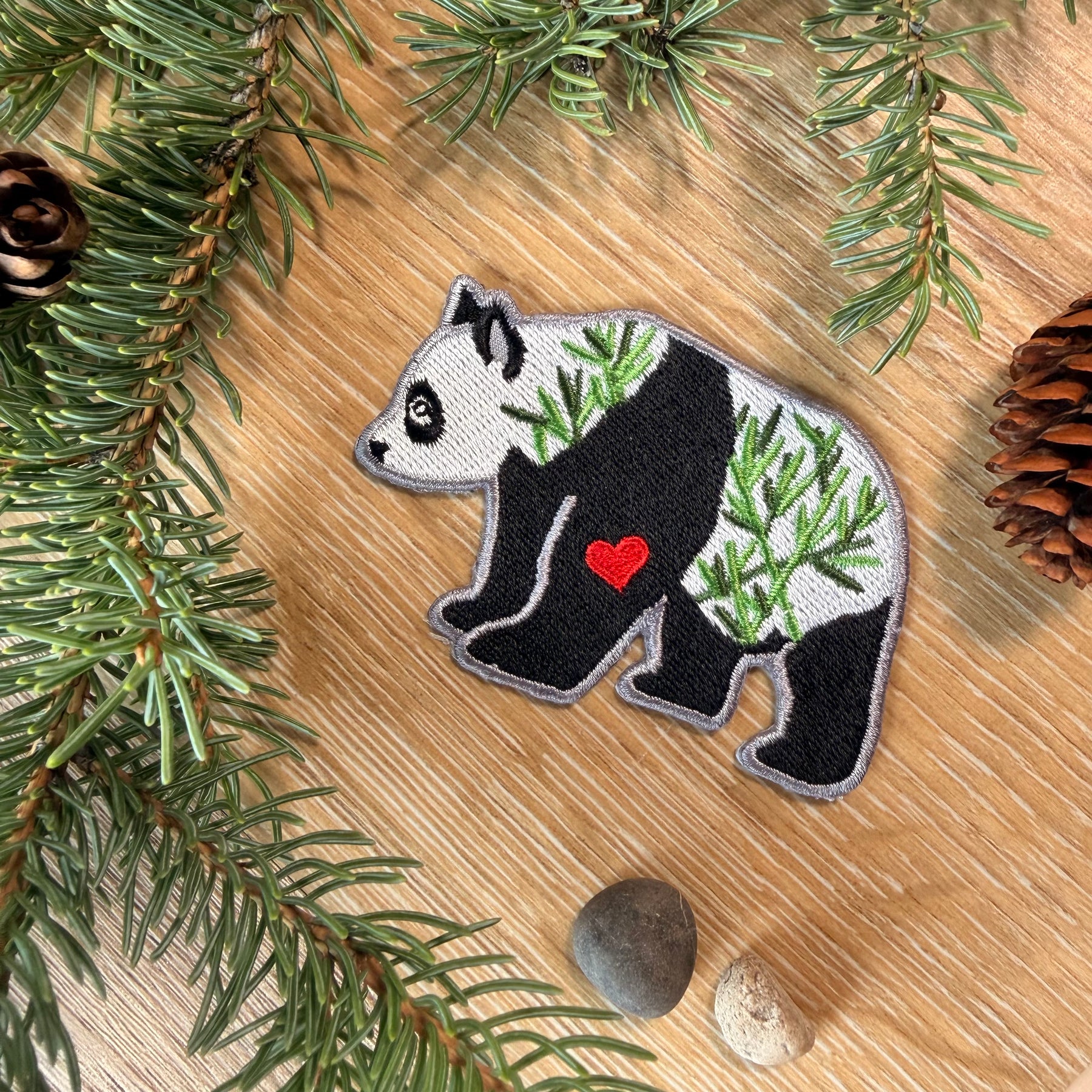 Panda Embroidered Patch: Love Bamboo