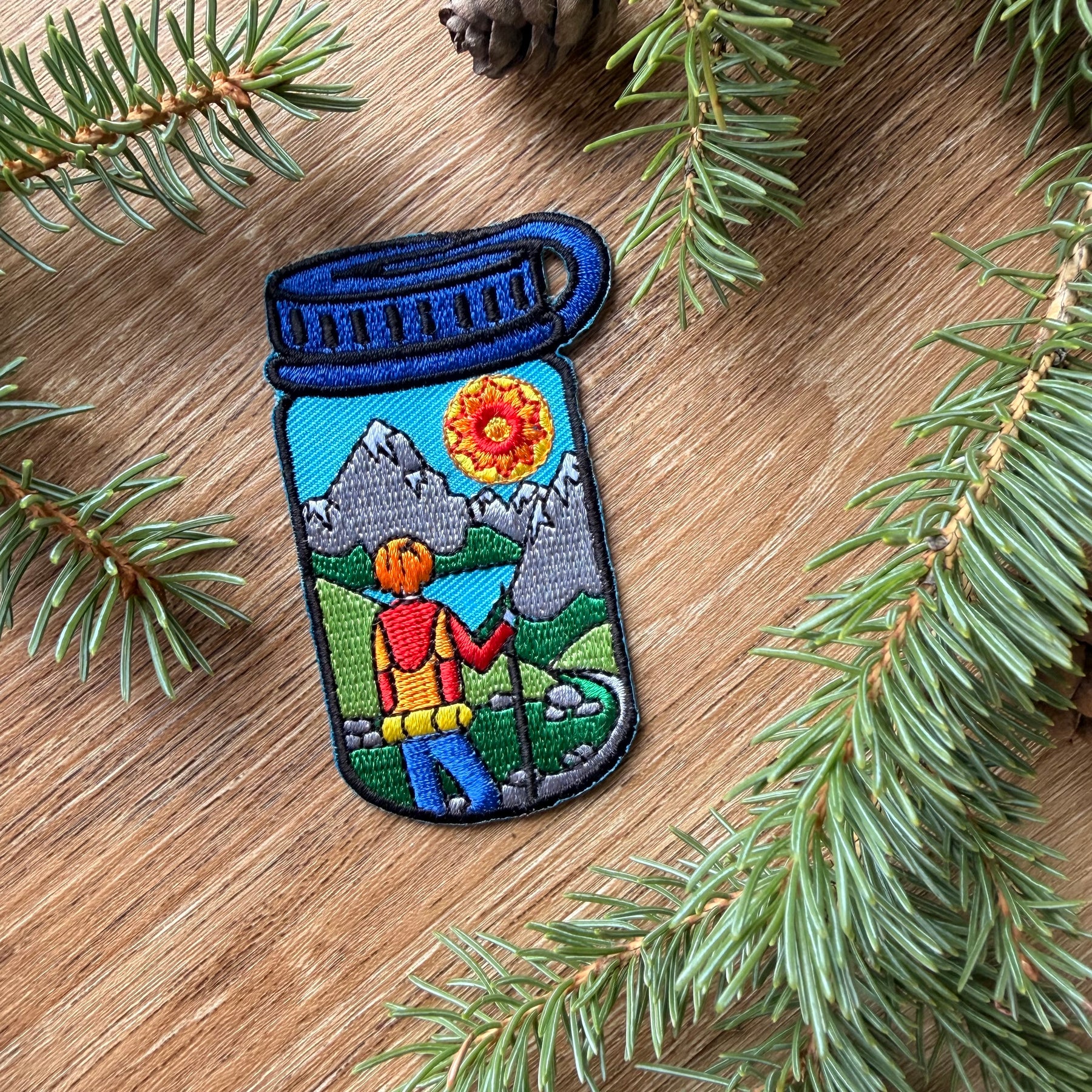 Hiking Water Bottle Embroidered Patch