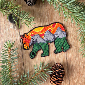 Three Sisters Bear Embroidered Patch: Orange Sky