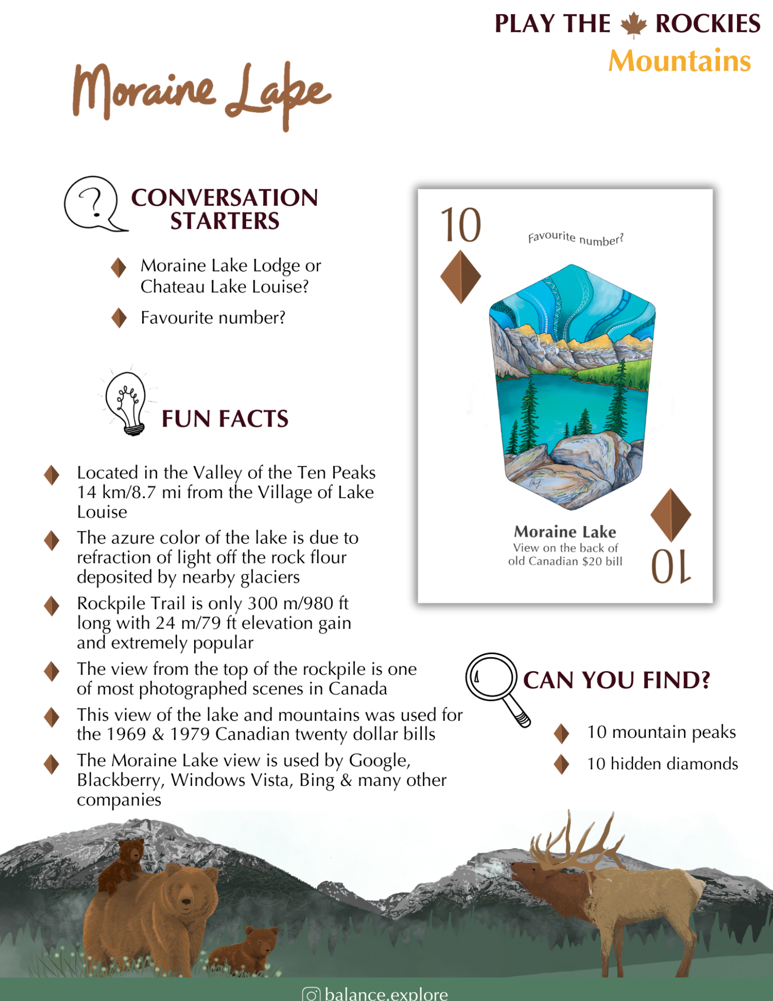 10 Moraine Lake - Mountains - Information Sheet