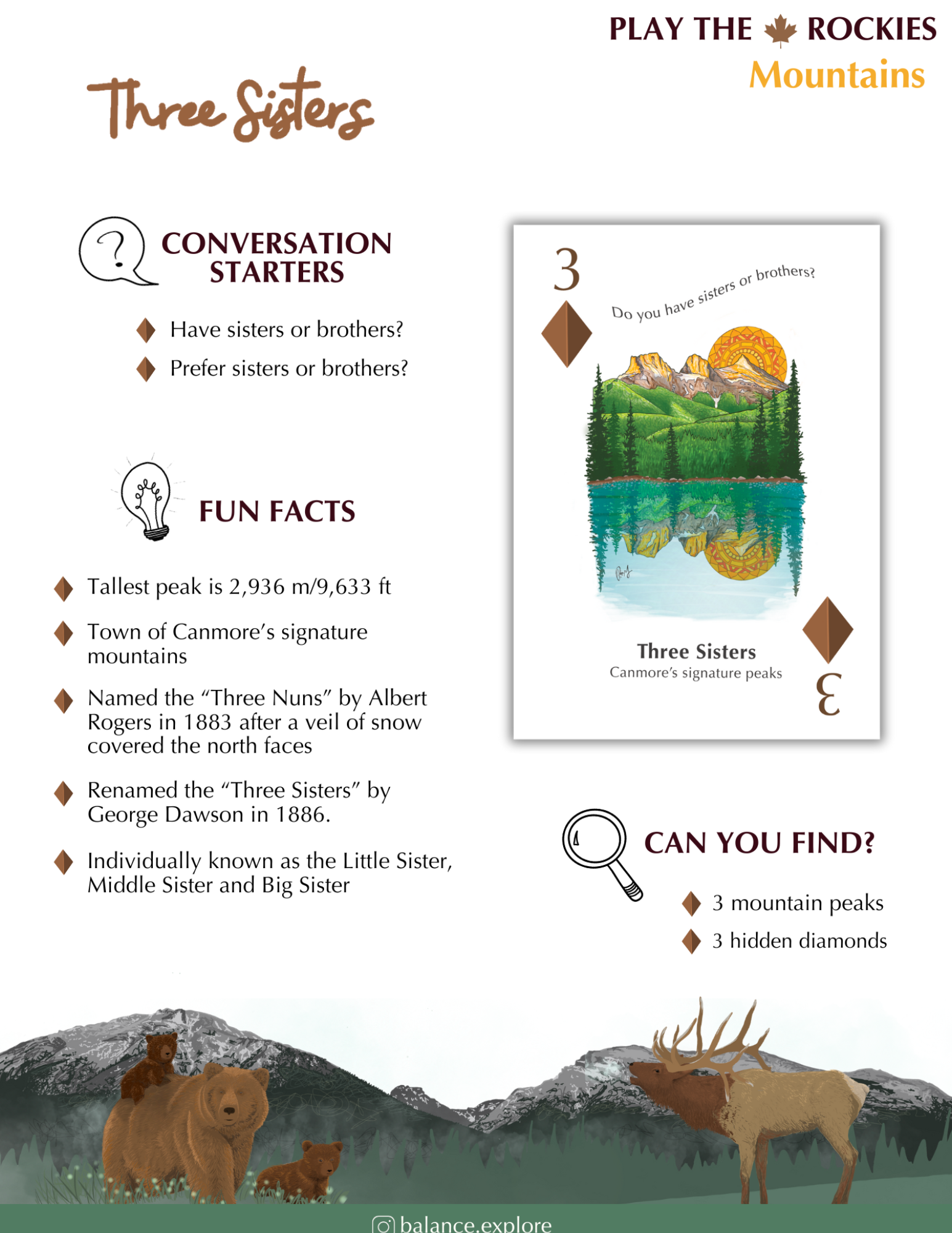 3 Three Sisters - Mountains - Information Sheet