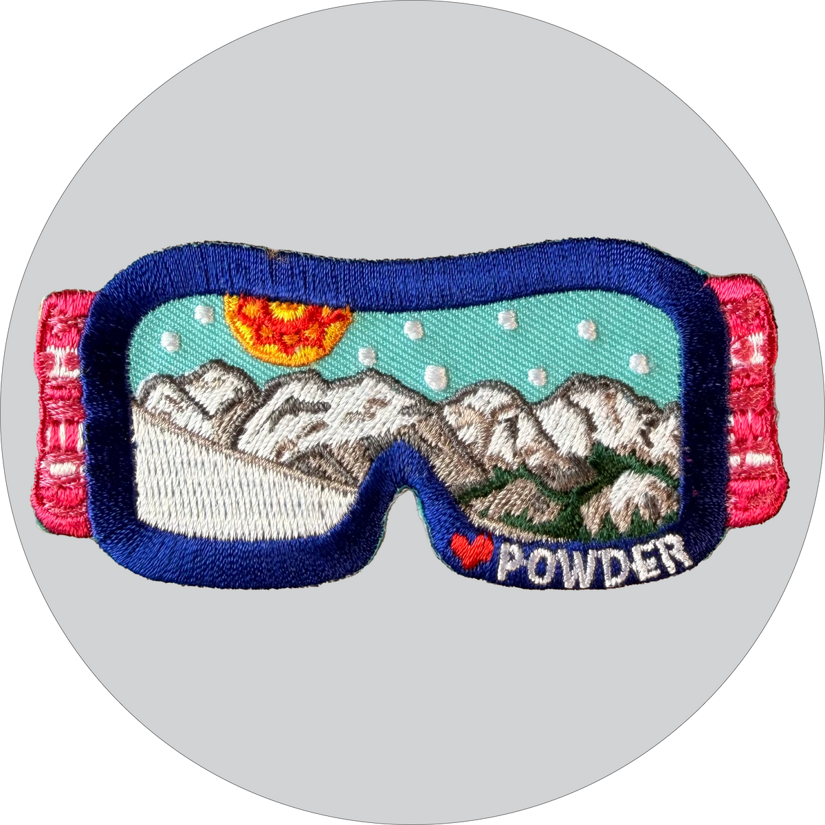 Goggles Embroidered Patch: Love Powder