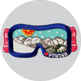 Goggles Embroidered Patch: Love Powder