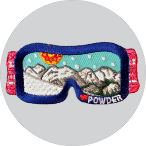 Goggles Embroidered Patch: Love Powder