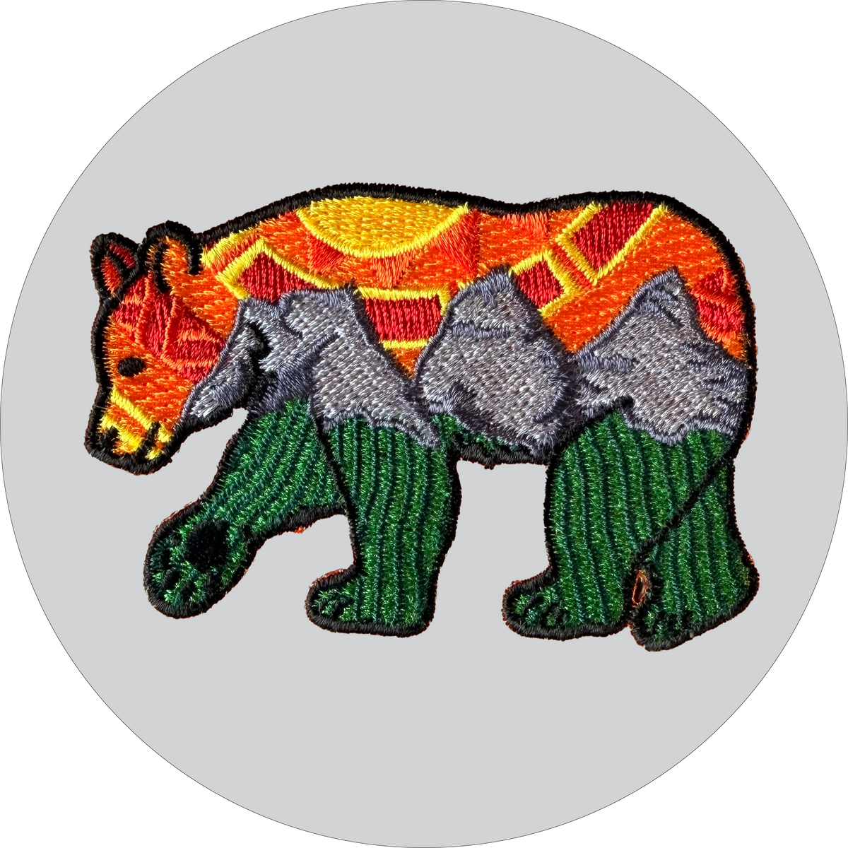 Three Sisters Bear Embroidered Patch: Orange Sky