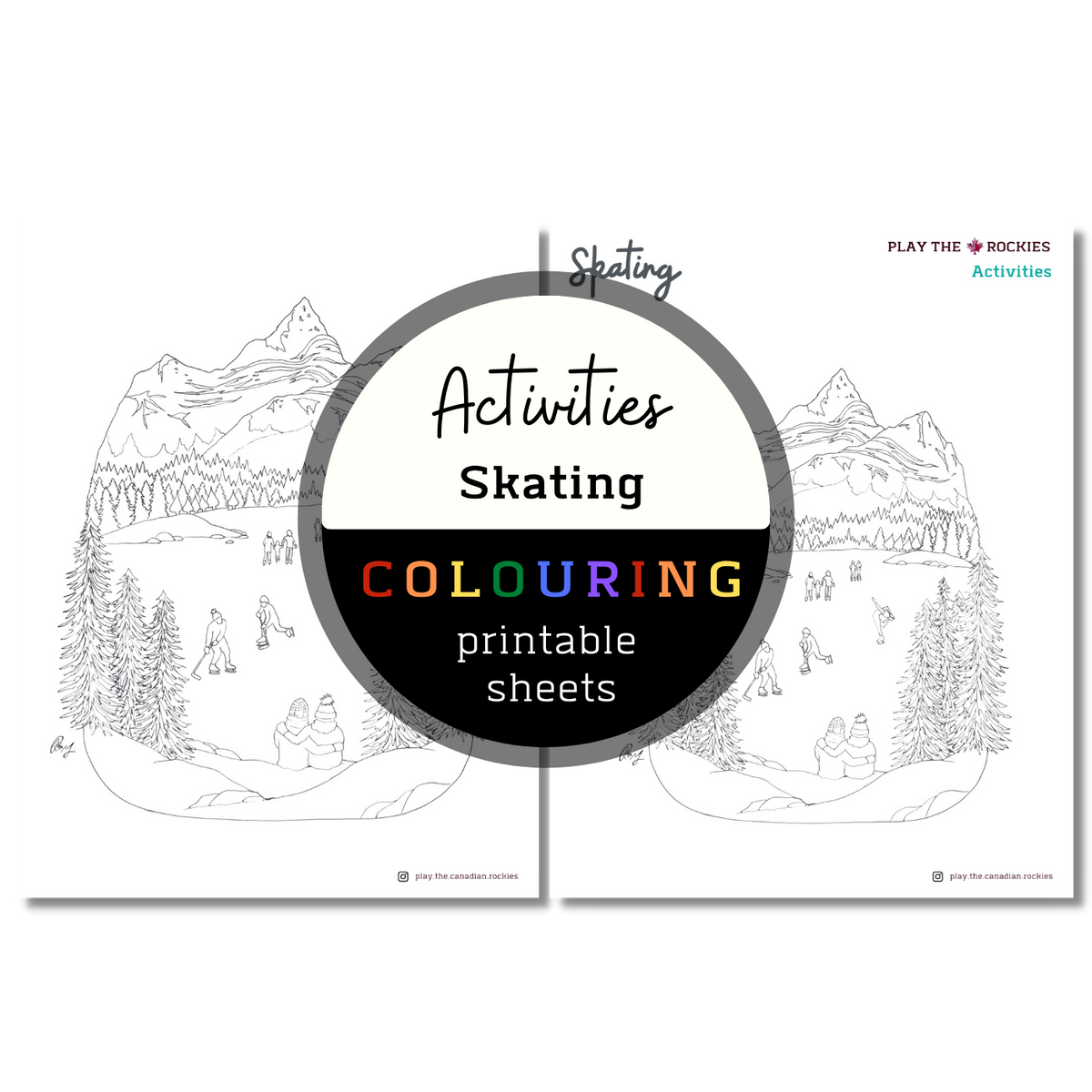 Activities: Skating Colouring Sheets ⌲ Printable