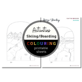 Activities: Skiing/ Boarding Colouring Sheets ⌲ Printable