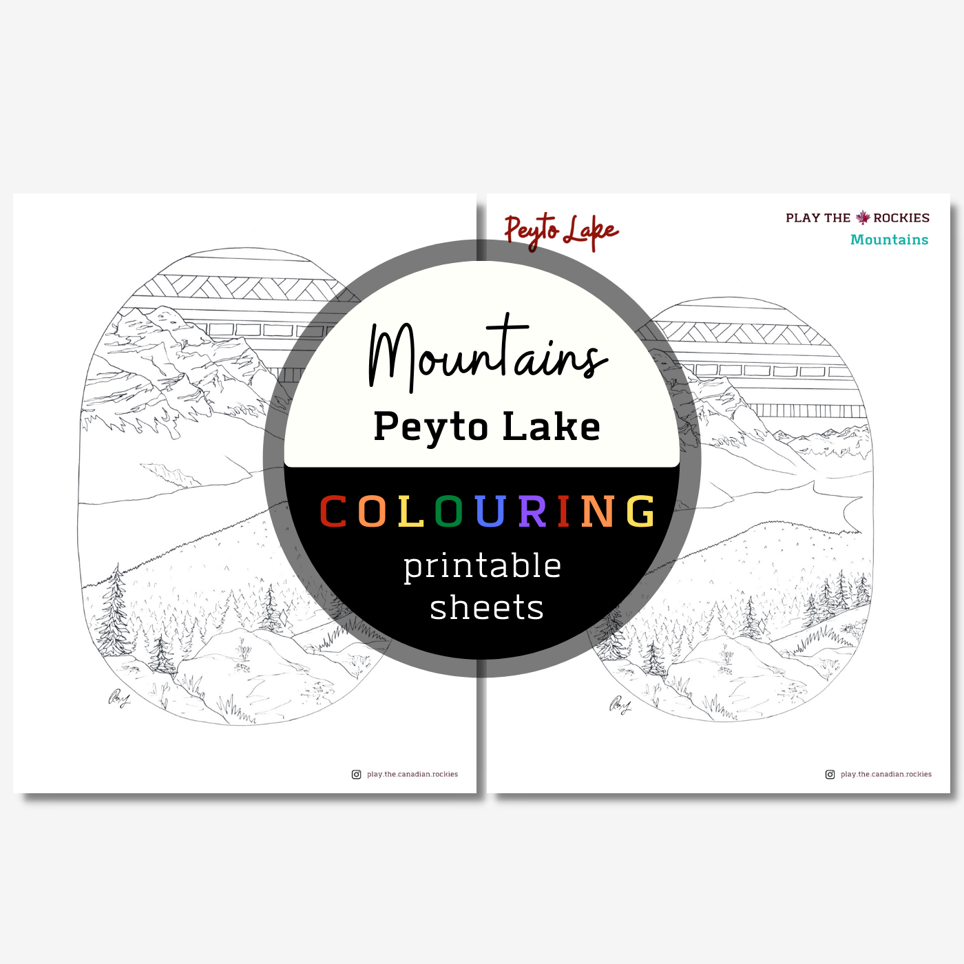 Set of 13 Mountains Colouring Sheets ⌲ Printable