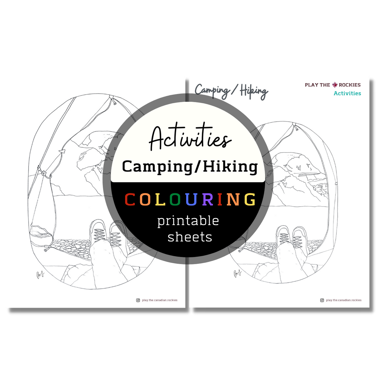 Activities: Camping / Hiking Colouring Sheets ⌲ Printable