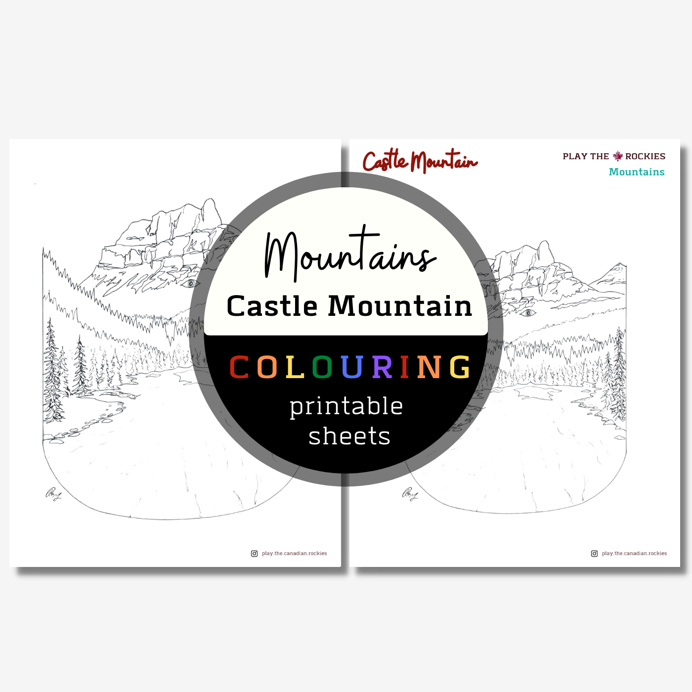 Set of 13 Mountains Colouring Sheets ⌲ Printable