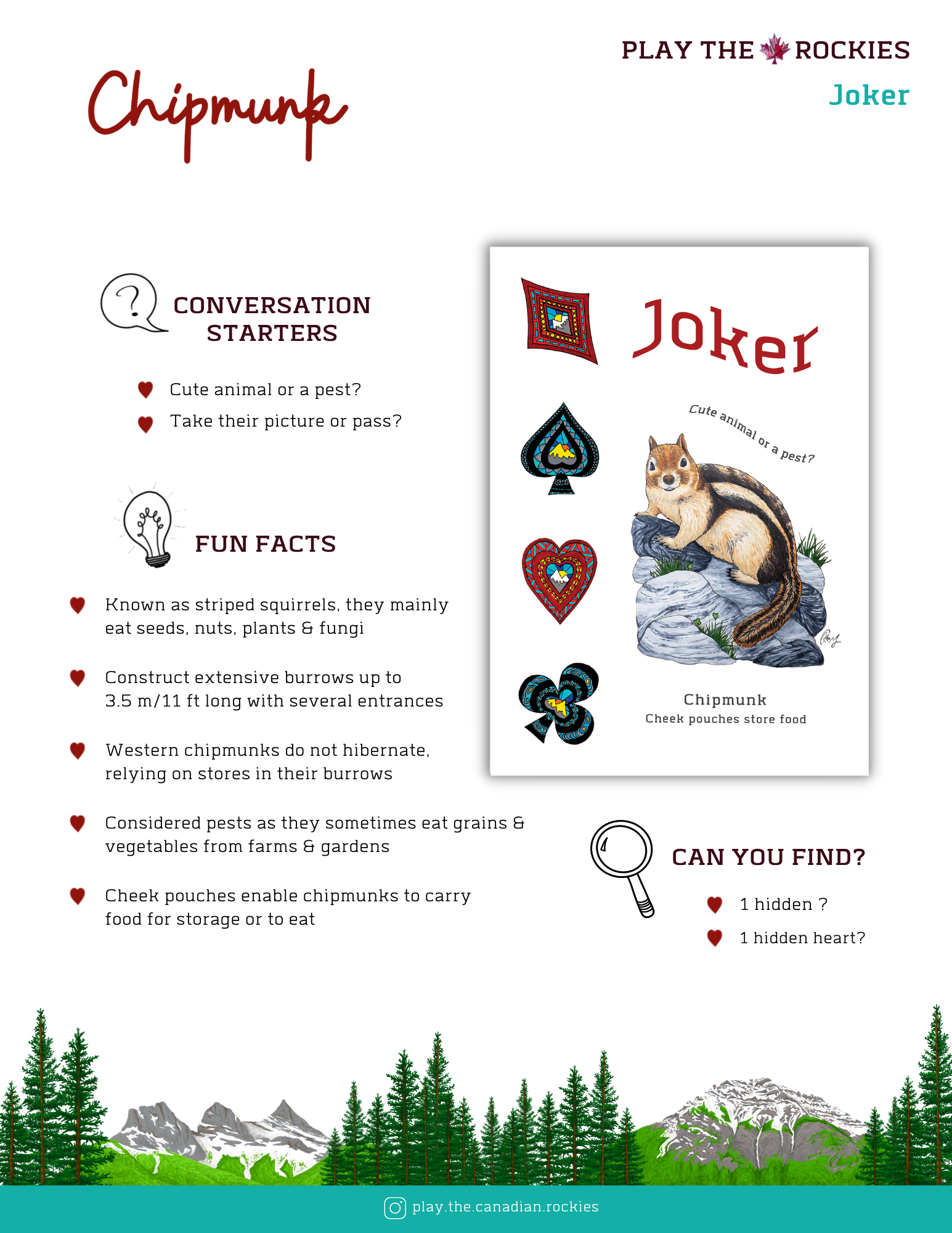 15 Joker - Chipmunk - Wildlife - Information Sheet