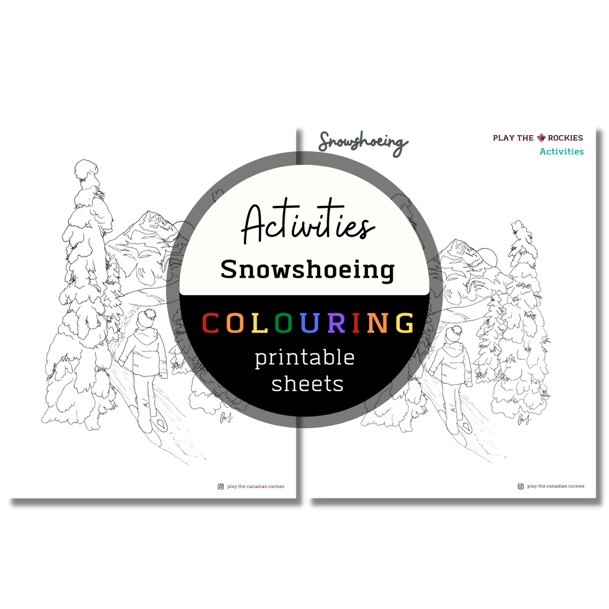 Activities: Snowshoeing Colouring Sheets ⌲ Printable
