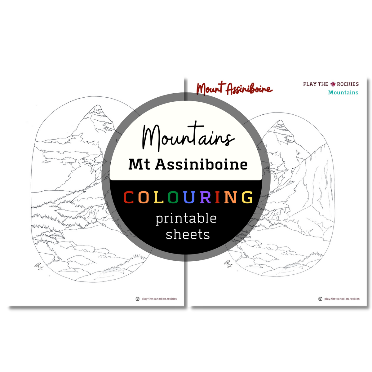 Mountains: Assiniboine Colouring Sheets ⌲ Printable
