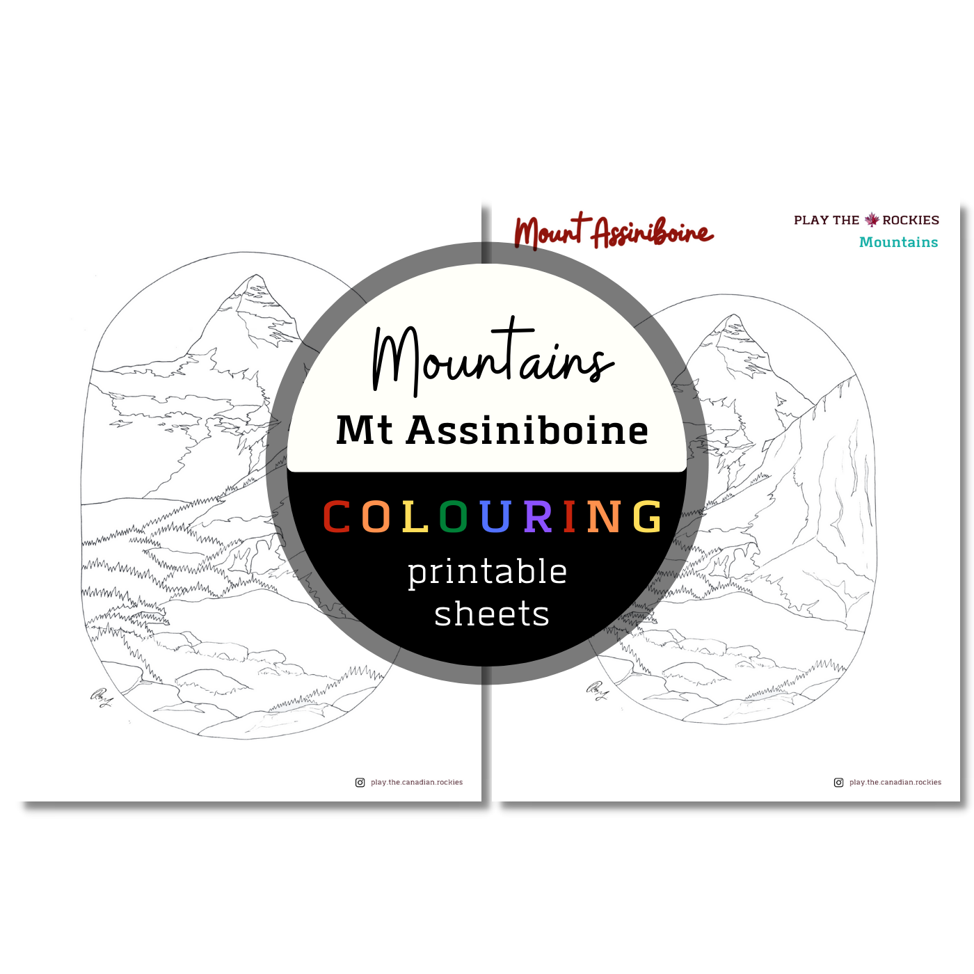 Mountains: Assiniboine Colouring Sheets ⌲ Printable
