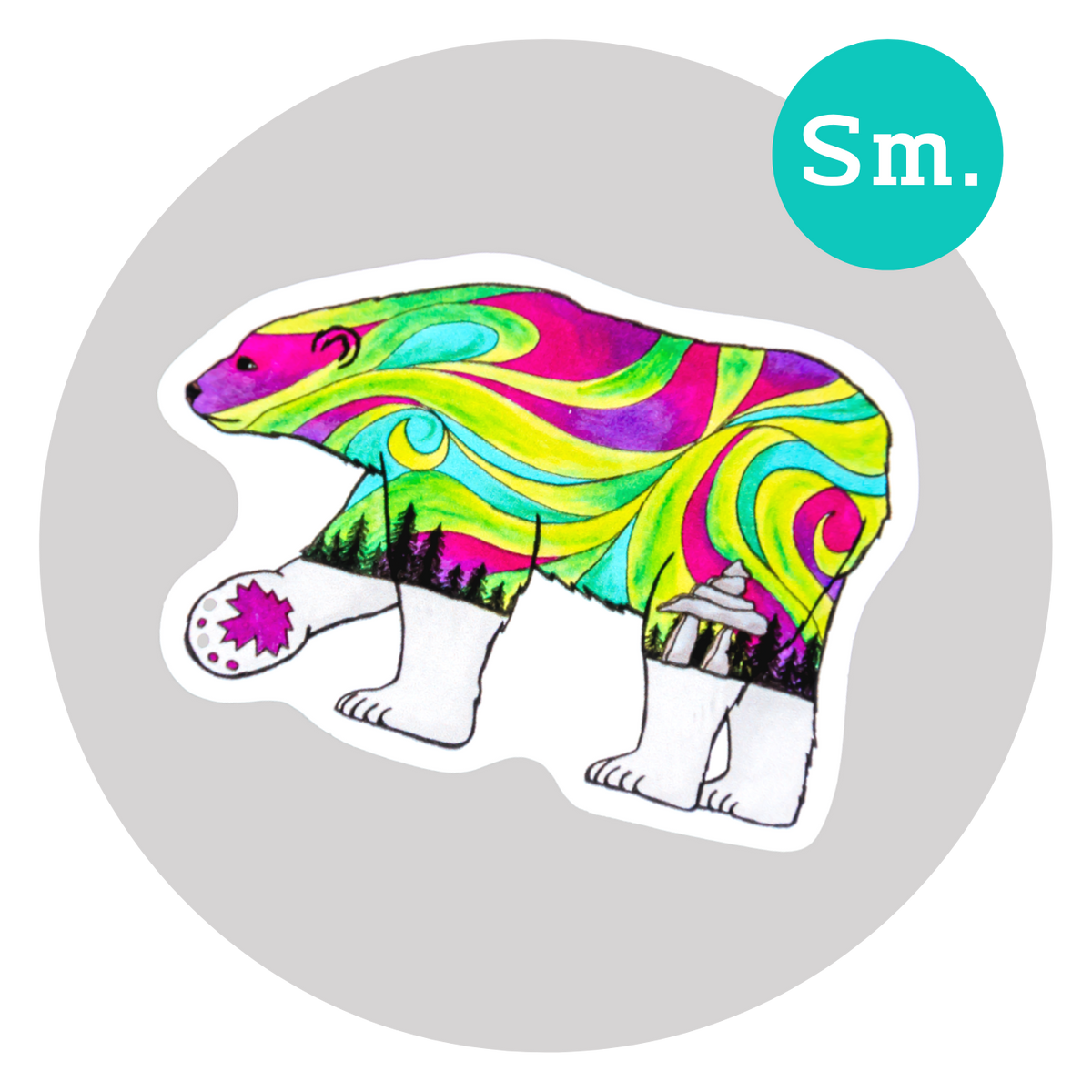 Polar Bear: Auora Sticker ⌲ Small 2.25"x1.5"