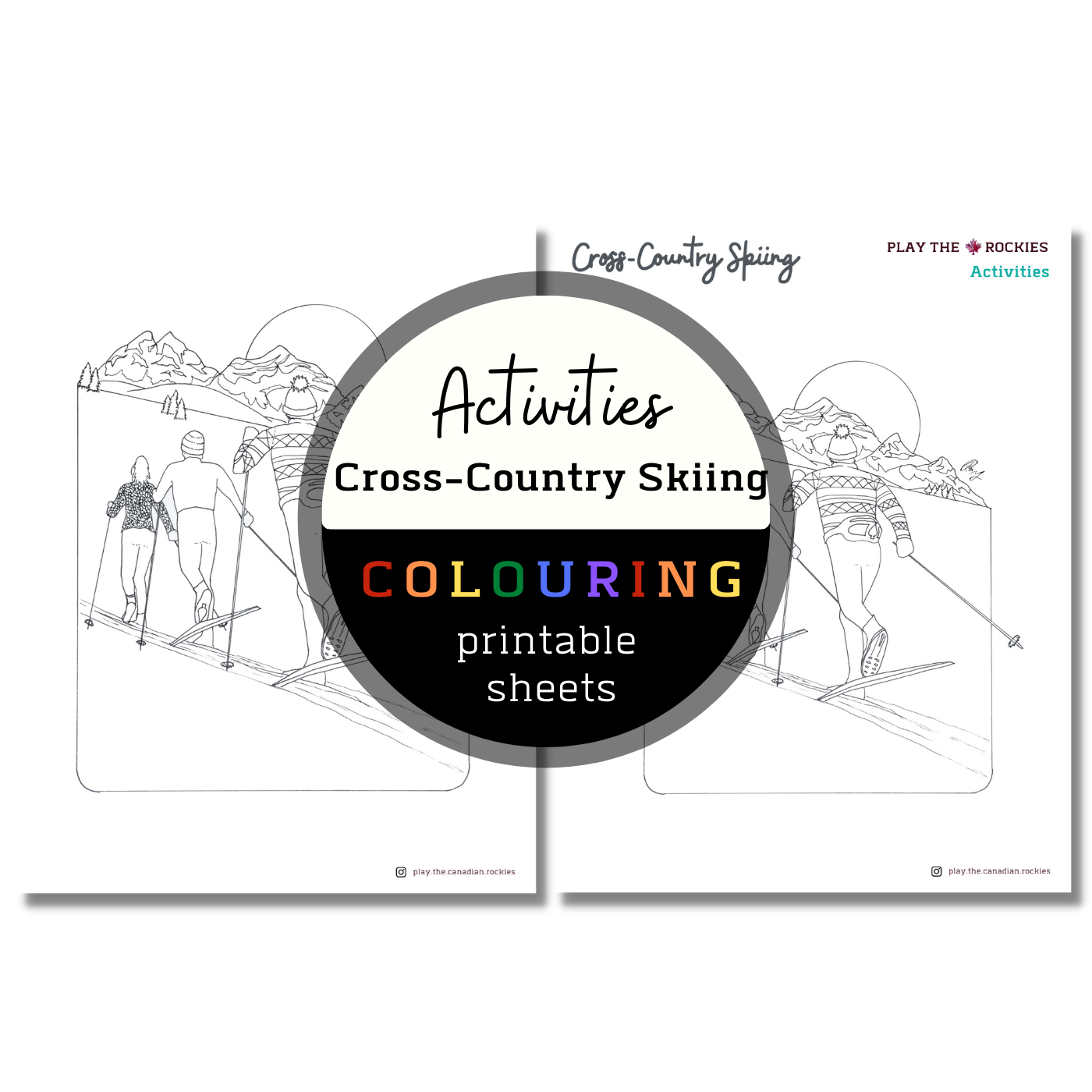 Activities: Cross-Country Skiing Colouring Sheets ⌲ Printable