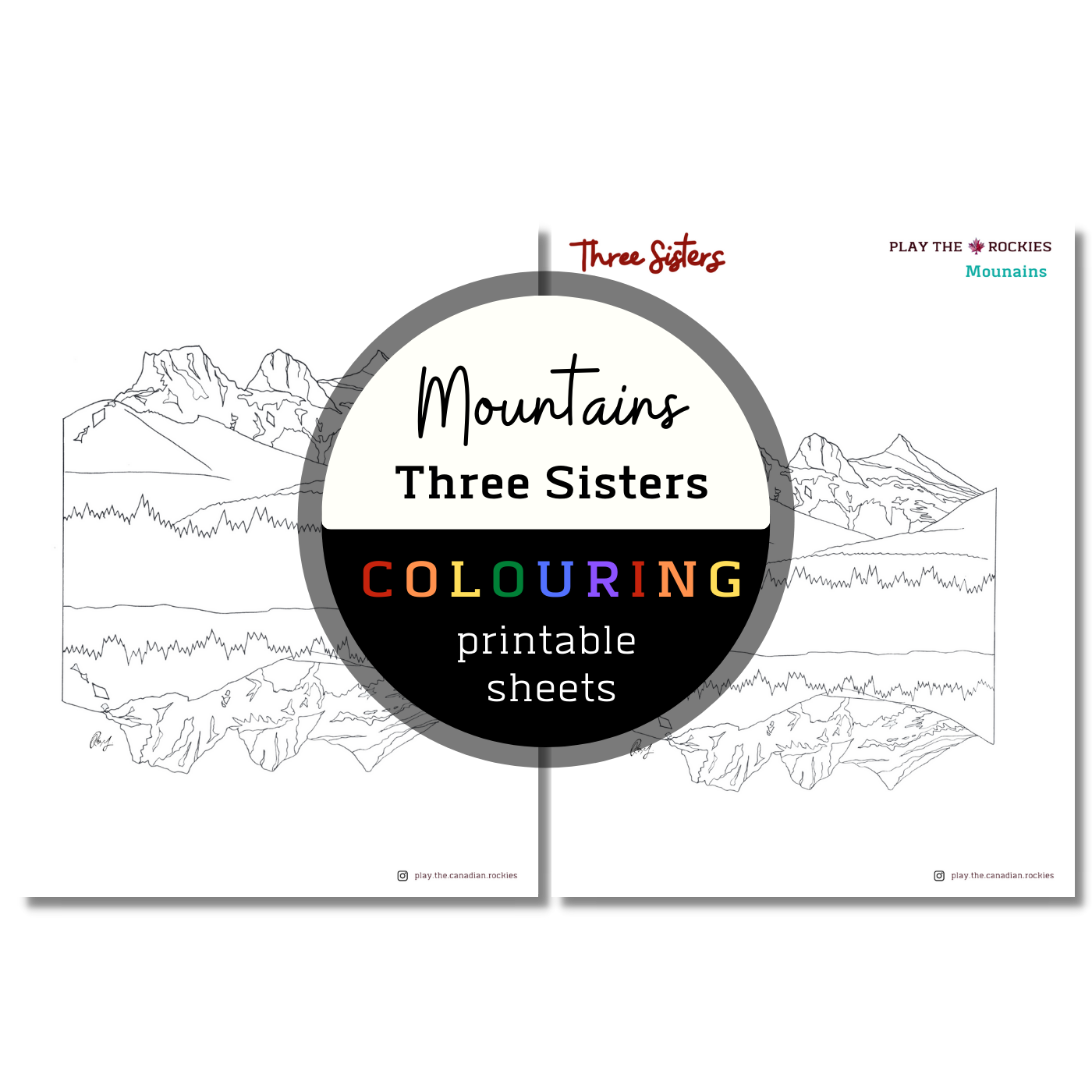 Mountains: Three Sisters Colouring Sheets ⌲ Printable