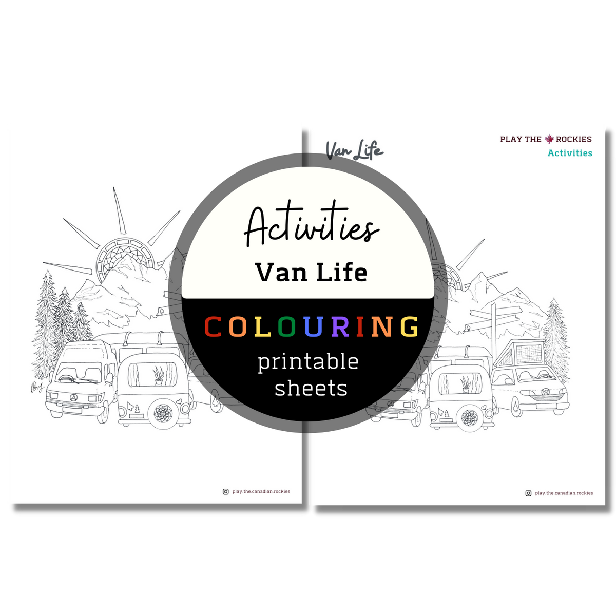 Activities: Van Life Colouring Sheets ⌲ Printable