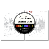 Mountains: Emerald LakeColouring Sheets ⌲ Printable