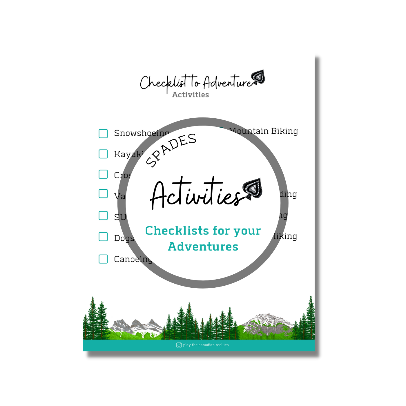Checklist to Adventure: Activities - Spades ⌲ Printable