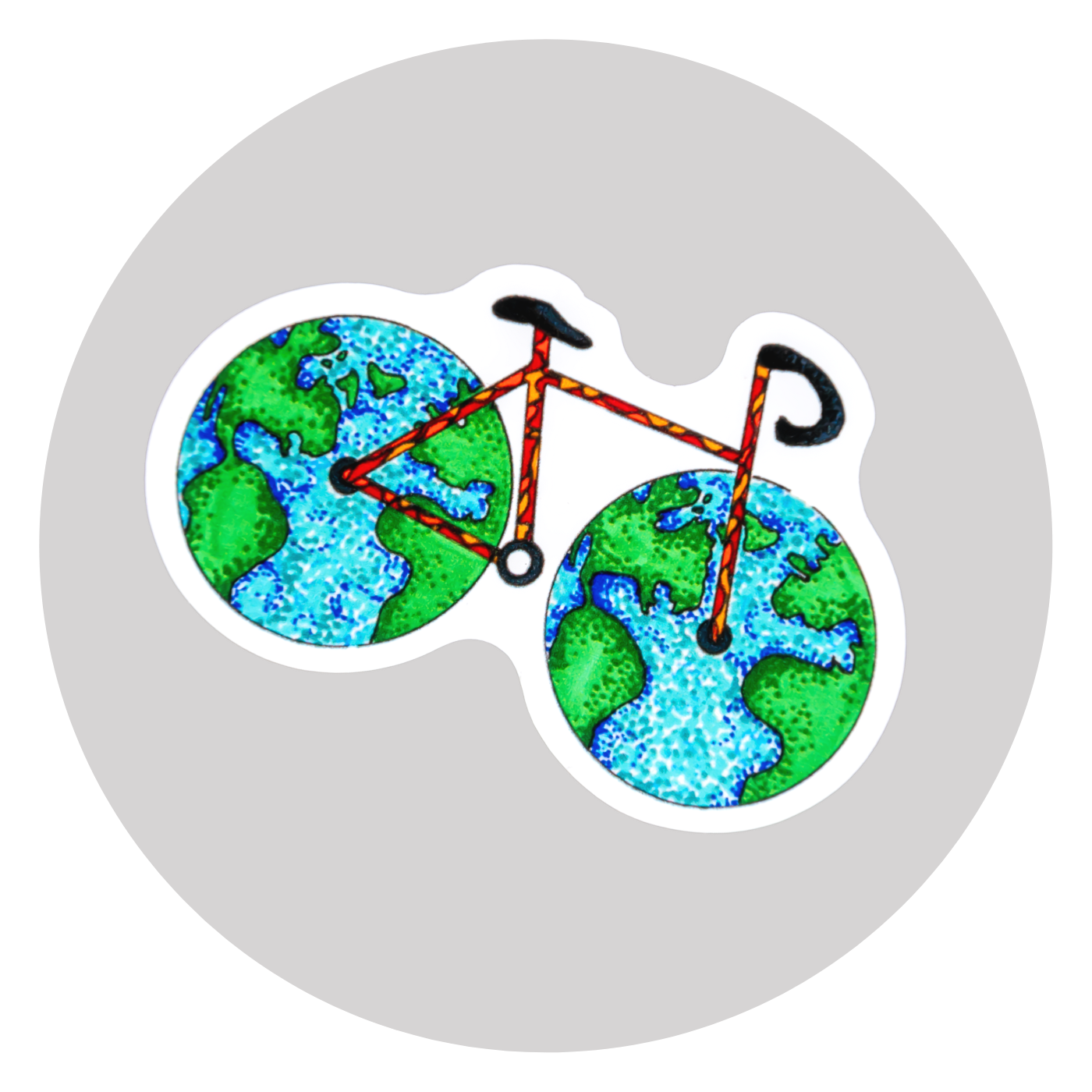 World Bike Sticker ⌲ Small 2.2"x1.5"