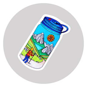 Hiker Water Bottle Sticker  ⌲ Small 2.25"x1.25"