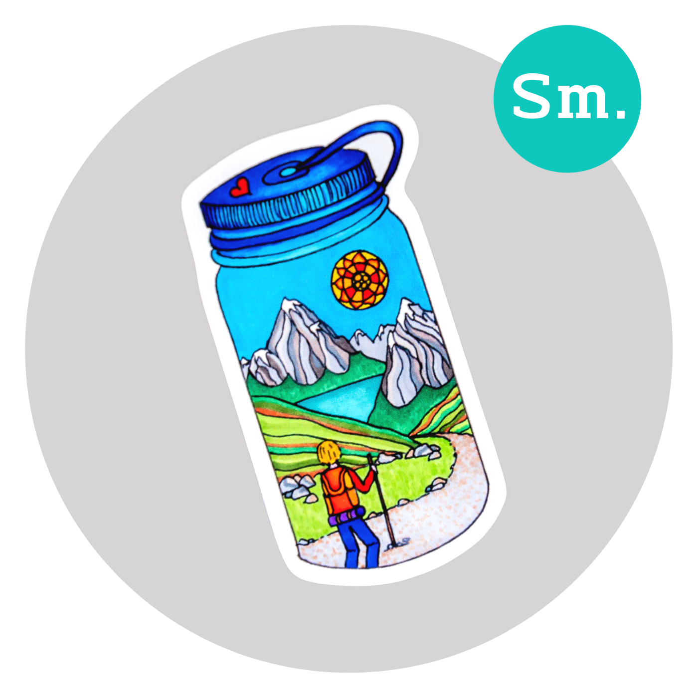 Hiker Water Bottle Sticker  ⌲ Small 2.25"x1.25"