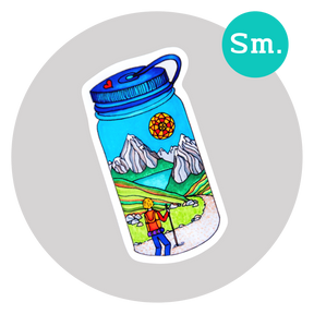 Hiker Water Bottle Sticker  ⌲ Small 2.25"x1.25"